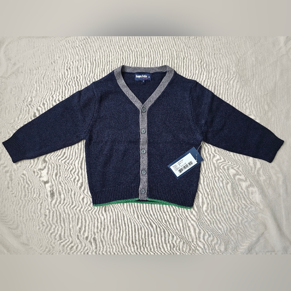 Happy Fella Navy and Gray Kids Cardigan